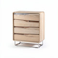 Natural wood finish four-drawer storage cabinet with metal base 45 x 40 x 60cm