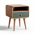 Wooden bedside table with green drawer and open shelf 45 x 40 x 50cm