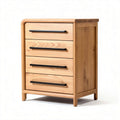 Wooden nightstand with four drawers and black metal handles 40 x 40 x 80cm