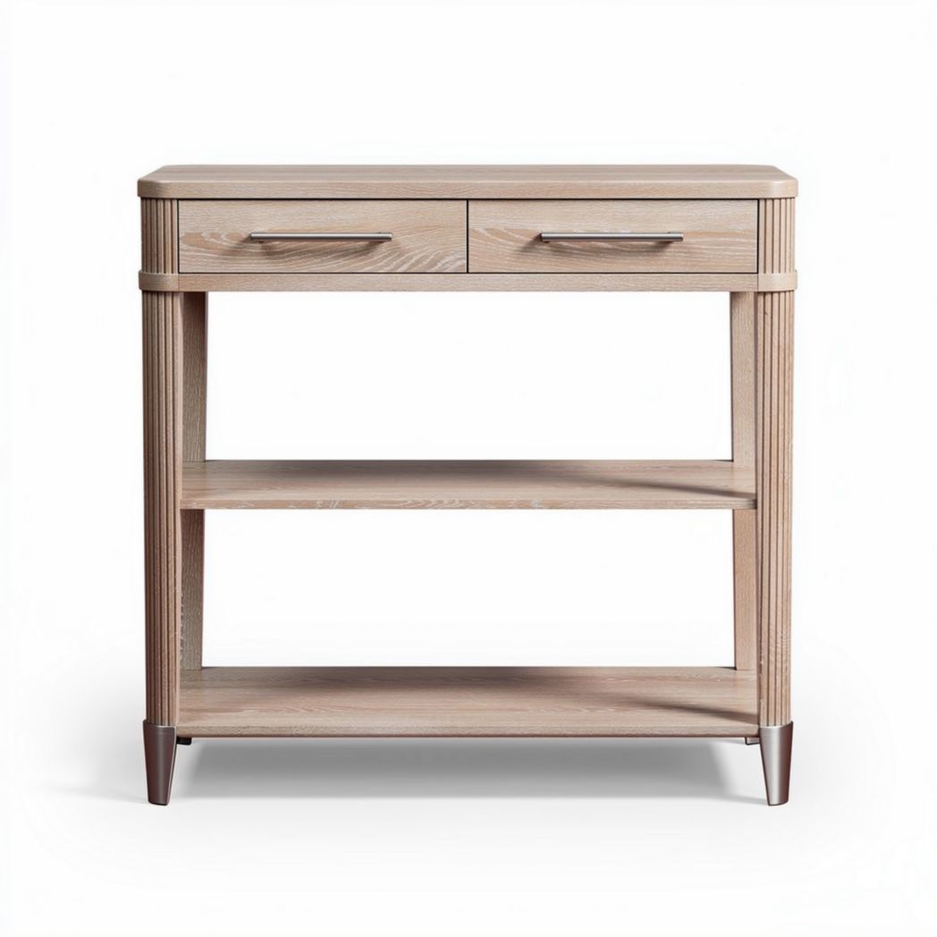 Wooden console table with two drawers and open shelving 100 x 40 x 80cm