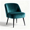 Velvet accent chair with padded seat and black metal legs 70 x 70 x 80cm