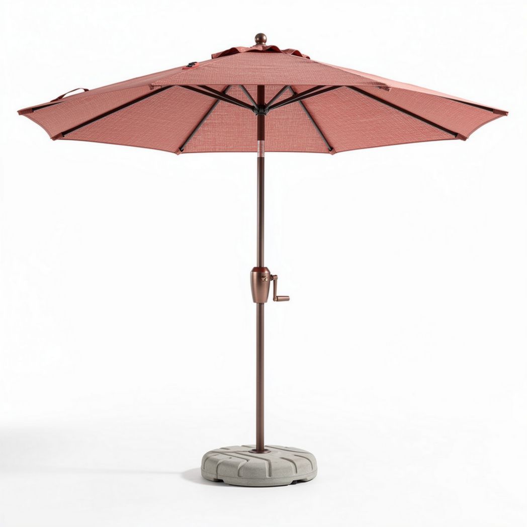 Outdoor patio umbrella with crank mechanism and adjustable height in red 250 x 250 x 240cm