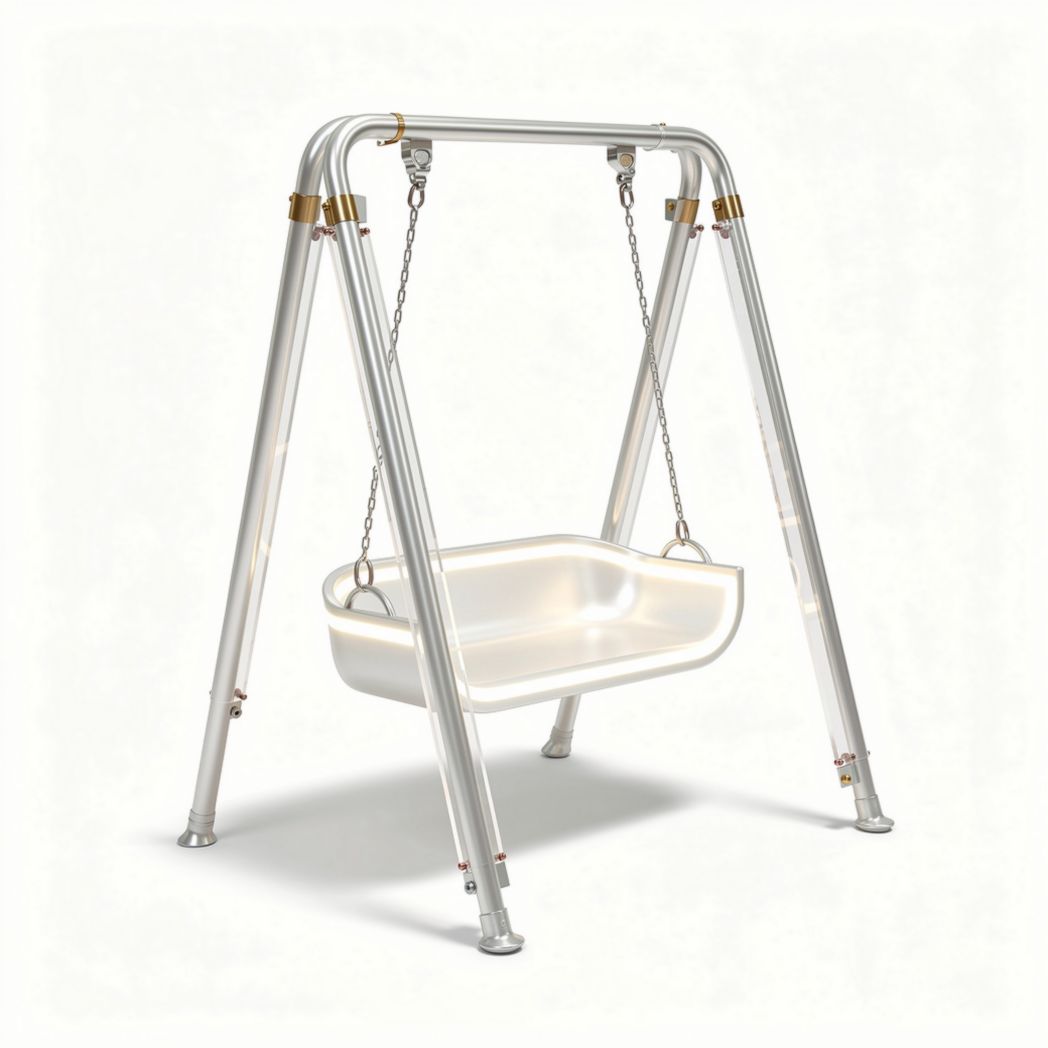 Aluminum outdoor baby swing with sturdy frame and comfortable seat 80 x 50 x 100cm