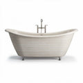 Freestanding stone bathtub with brushed nickel faucet 170 x 75 x 60cm